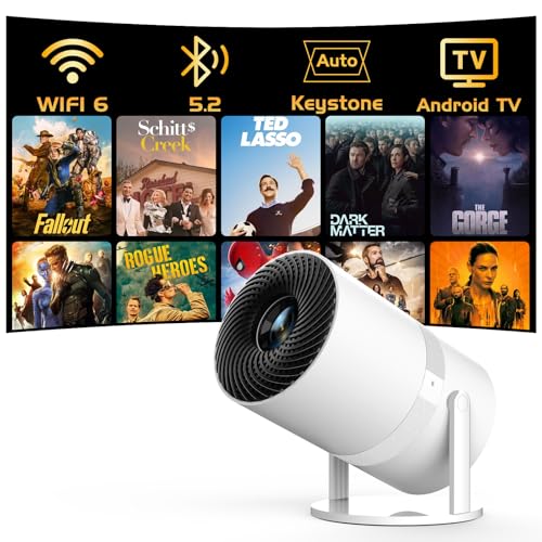[Built-in -Apps] PANSEBA Smart Mini Projector with WiFi 6 and Bluetooth, 270°Adjustable, Auto Keystone Outdoor Movie Projector, Big Screen Home Portable Projector for Phone/TV Stick/Laptop/HDMI