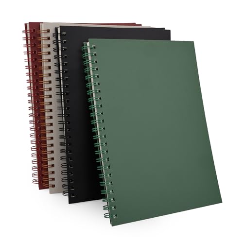 UIRIO 4 Pack A5 Spiral Notebooks for School - 7mm College Ruled Lined Paper - Note Taking, Composition, Writing, Journal, Diary for Study, Work, Students, Office Use (Assorted)