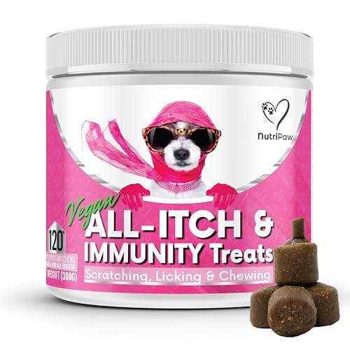 NutriPaw Vegan All-Itch Treats For Dogs - Soothe Itchy Paws, Eyes, Ears, Skin - Stop Itching, Licking, Scratching - Perfect for Small, Medium & Large Dogs - Supports Seasonal Itching