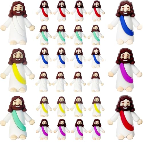 AKFAHOIF 30Pcs Little Jesus Figures, Set of 30pcs Action Figures Mini Jesus Figurines in Bulk, Tiny Jesus Figures to Hide and Seek Religious Gifts for Easter Egg Stuffers Fillers