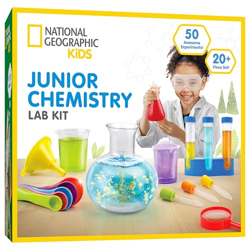 National Geographic Kids Junior Chemistry Set - Complete Early Learning Lab Kit with 50 Science Experiments and 20+ Lab Tools for Kids Aged 4-6