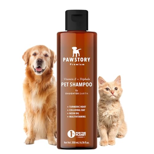 Pawstory Pet Shampoo | Gentle Itch-Relief for Dogs & Cats | Anti-Flea & Tick, Nourishing Amla, Neem & Turmeric, Soothing Colloidal Oats | Perfect for Bathing Puppies & Adult Pets | Skin Care Treatment