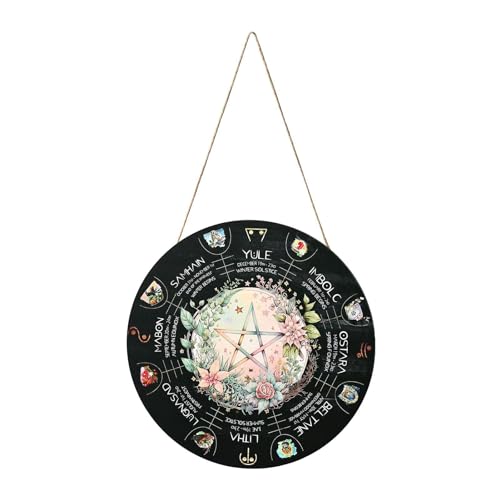 Wheel Of The Year Wood Sign, 12" Sabbats Pagan Witch Sign, Wiccan Holidays, Wicca Calendar, Yule Altar, Celestial Sign, Vintage Handmade Decor