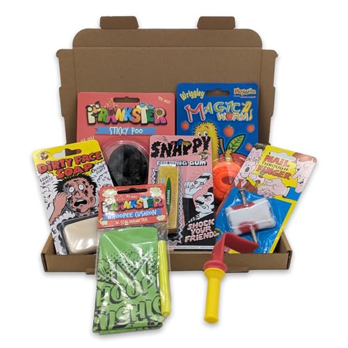ihoot Pranks for Adults and Kids Bundle | Practical Joke Party Bag Fillers for Kids, Set of 7 Fun Gag Gifts including Fake Poo and Whoopee Cushion Joke Gifts for 9 10 11 Year Old Boys and Girls