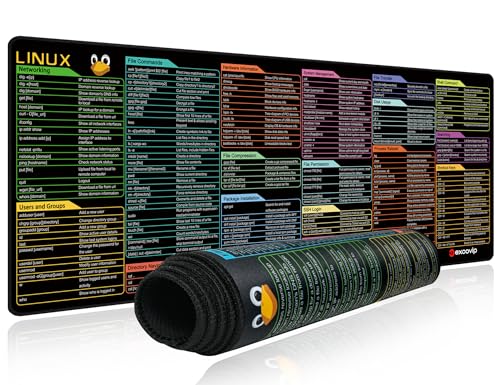 excovip Mouse Pad with Linux Commands Line - Extended Large Cheat Sheet Mousepad. 31.4x11.8 inch Shortcuts Mouse Mat to Kali/Red/Hat/Ubuntu/OpenSUSE/Arch/Debian/Unix Programmer. 0246