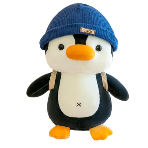 BSVOME 9 inches Penguin Stuffed Animals Soft Plush Cute Travel with Hat Backpack Doll for Boys Girls