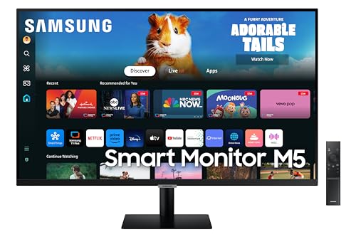 Samsung 32-Inch(80cm) M5 FHD Smart Monitor, Mouse & Keyboard Control, OTT Apps, IoT Hub, Office 365, Workout Tracker, Multiple Ports, Speakers, Remote, Bluetooth (LS32DM500EWXXL, Black)