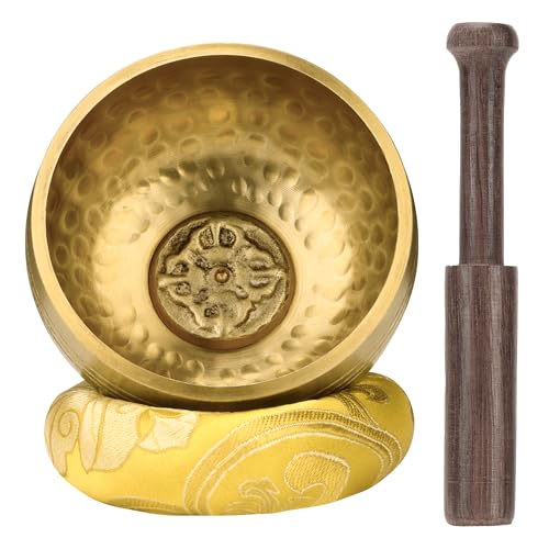 DiDiBirDi 3.14In Tibetan Singing Bowl Set 100% Hand-Hammered in Nepal for Meditation Sound Chakra Healing by Himalayan Bazaar