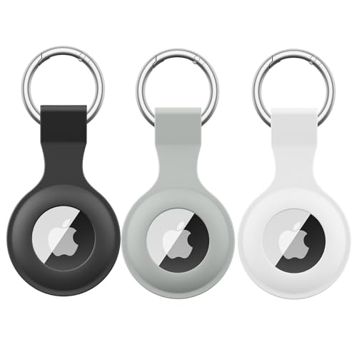 Meliya 3 Pack Airtag Holder Keychain, Silicone GPS Case Key Ring for Air Tags-3, Key Chain Accessories for Apple Item Finder Tracker, Airtag Cover for Pet, Waterproof Airtag Holder