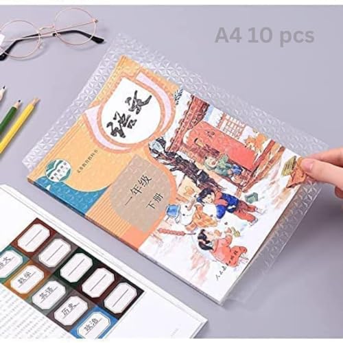 DLEST A4 Transparent Paper Sticker Book Cover Film Clear Matte for Craft 10Pcs Waterproof School Textbook Protective Case Cover Can Be Cut Self-Adhesive A4 Cover Paper (A4 (47 * 34) 10Pcs)