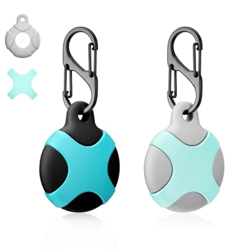 ZORBES® 2 Packs Airtag Keychain for Apple Airtag Holder, Anti-Lost Airtag Case Shockproof Airtag Cover Scratch Resistant Protective Cover Case for Key, Bag, Pet, Cat, Dog, Luggage, Not Include Airtag