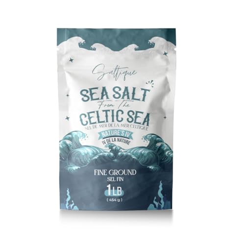 Saltique 1lb French Sea Salt Fine Ground - 100% Natural and Unrefined - Hand-Harvested Mineral Sea salt (1lb Fine)