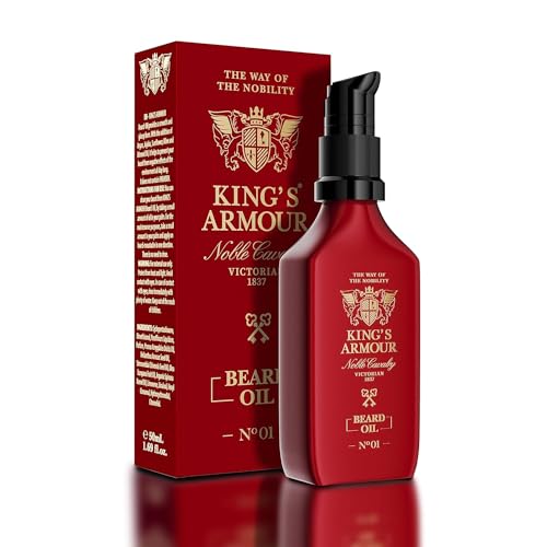 King’s Armour Bartöl 50 ml – macht weich, stärkt, lässt den Bart wachsen und pflegt ihn – Einzigartige Öle aus Jojoba, Argan und Süßmandel – erfrischt den ganzen Tag lang mit seinem magischen Duft