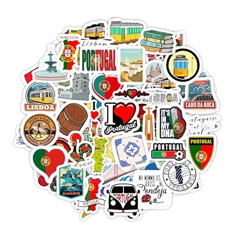 Portugal Stickers for Water Bottle and Laptop - Portugal Party Favors & Decorations, Waterproof Vinyl Decals, Portuguese Flag and Culture Stickers
