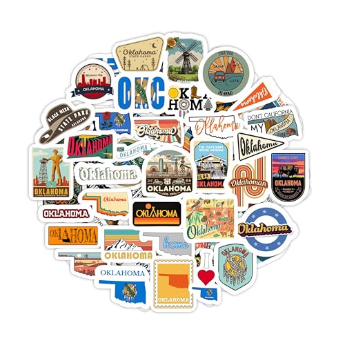 100Pcs Oklahoma Stickers for Water Bottle and Laptop - Oklahoma Party Favors & Decorations, Waterproof Vinyl Decals, State Pride and Icon Stickers