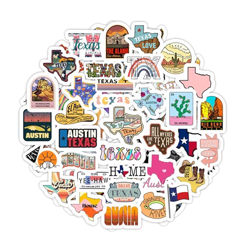 BulbaCraft 100Pcs Texas Stickers for Water Bottle and Laptop - Texas Party Favors & Decorations, Austin and Houston Stickers Waterproof Vinyl Decals, Gifts for Women & Men