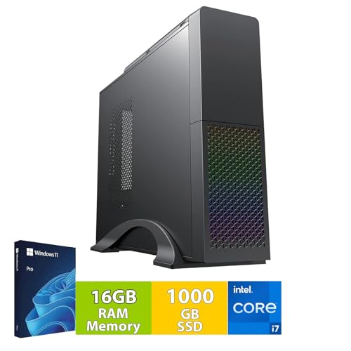 Desktop PC with Intel i7 8-Thread 4.00 GHz | 16GB DDR3 | 1TB + 256GB SSD | USB3 | WiFi 600 and Bluetooth 5 | Windows 11 Professional 64-Bit | Multimedia Computer