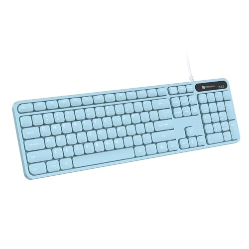 Portronics Ki-Pad 3 USB Wired Keyboard with Large Keycaps, Noise-Free Typing, Fn Multimedia Hotkeys, Full-Size Layout with Num Pad, Ergonomic Design, 1.5m USB Cable, for Laptop, PC, Mac (Blue)