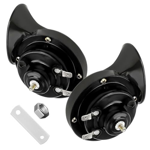Yourkar 2 PCS Loud Car Horn, 12V Waterproof Snail Electric Horn, 300DB High Tone Horns Replaces for Cars, SUVs, Trucks, Motorcycles, Electric Cars, Universal Car Accessories (Black)