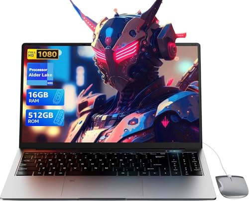 15,6 " Ordinateur portable - 16 Go de RAM 512 Go SSD, pc portable Quad Core N95, Le soutien ordinateur portable Touch ID, WiFi, BT4.2, rétroéclairage du clavier, adapté aux étudiants/entreprises