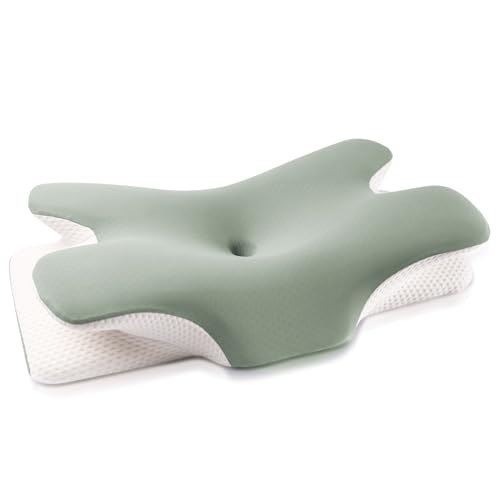 MULISOFT Memory Foam Kissen, bequemes Kopfkissen, stützendes Nackenkissen, ergonomisches Seitenschläferkissen (Grün)