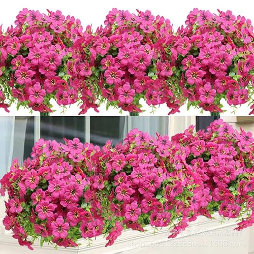 Pfvonee Azalea Artificial Flowers,Fake Flowers for Decor Outdoor UV Resistant,Water Resistant,Silk Flowers Faux Flowers Decorating for Farmhouse Window Box Garden Porch Patio
