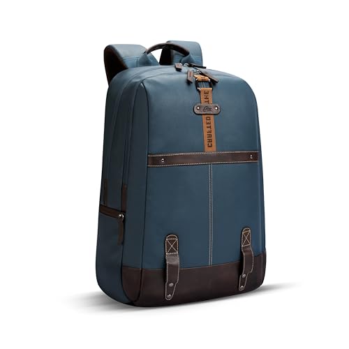 Gear Classic 4 19"/31L Anti Theft Faux Leather Medium Water Resistant 3 Compartment Laptop Backpack/Casual Backpack/Daypack/Travel Backpack/College Bag For Men/Women(Teal-Brown)