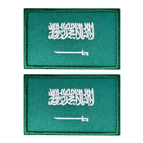 MagaPro 2 PCS Saudi Arabia Patch Saudi Arabia Flag Patches Embroidered Patches for Backpacks Caps Hats Jackets Pants Hook and Loop