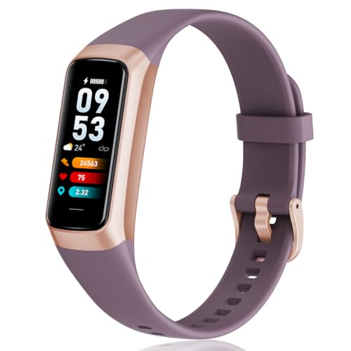 Fitness Tracker, 10''AMOLED Touch Color Screen Smart Watch with 24/7 Heart Rate, Workout Intensity, Sleep Tracking, Step Counter and More, Pedometer Activity Trackers for Women Men Kids (Purple)