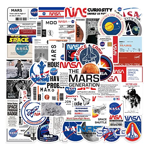 Generic 50 Pieces NASA Space Stickers for Kids, Cool Astronaut Waterproof Vinyl Decal for Kids Teens Boy Adult Laptop Skateboard Water Bottle Phone Case, Pink, CCL007