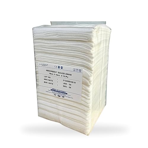LIFEMED Non-Sterile Gauze Swab 10cm x 10cm x 12Ply, High-Absorbency Medical Dressing (Pkt of 100 Gauze)