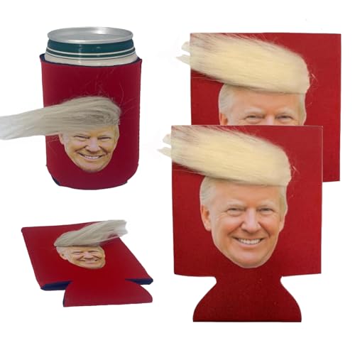 2 PCS Funny Can Coolers Sleeves with Hair, Great Novelty Gifts Unique Presents for Men Women, Beer Can Cooler