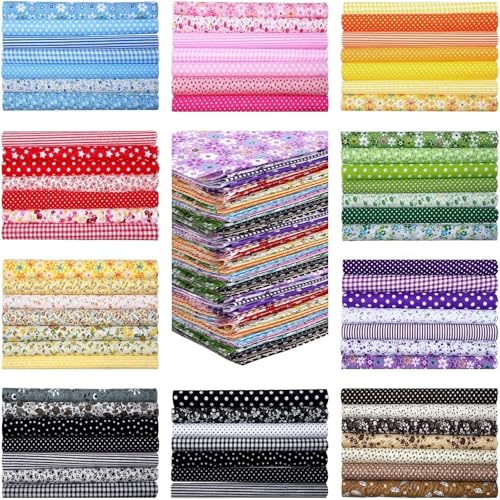 Maxmartt Quilting Fabric, 70 Pieces 9.8 x 9.8 Inch Cotton Fabric Patchwork Quarters Fabric Bundles Fabric Square Fabric for Sewing Quilting Handmade DIY Crafts, 25 x 25 cm