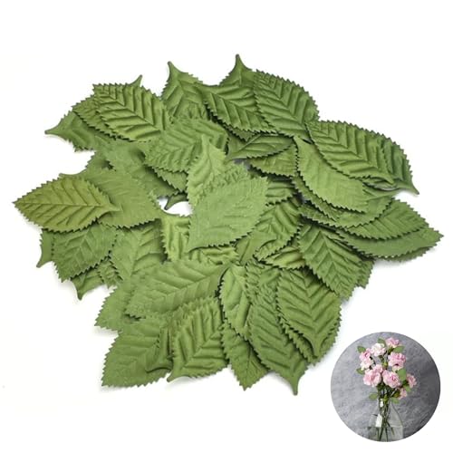 RUIENGCOMM 100Pcs Green Faux Leaves Fake Single Leaf Artificial Leaves DIY Home Decoration Leaf for Party Wedding House Decoration
