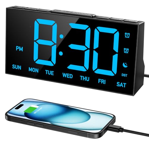 GOLOZA Digital Alarm Clocks for Bedrooms, Digital Clock with 4 Level Brightness +Off, Dual Customizable Alarms, USB Port, Power-Off Memory, Snooze, DST, 12/24H, Desk Clock for Kids Adults Elderly