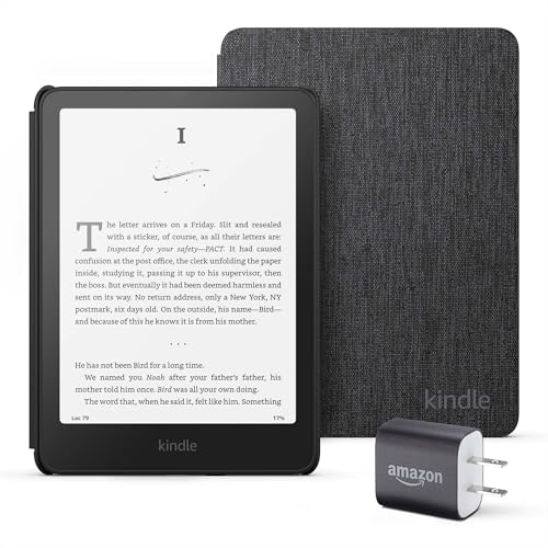 All-new Amazon Kindle Paperwhite Essentials Bundle including All-new Kindle Paperwhite (16GB) - Black, Fabric Cover-Black, and Power Adapter
