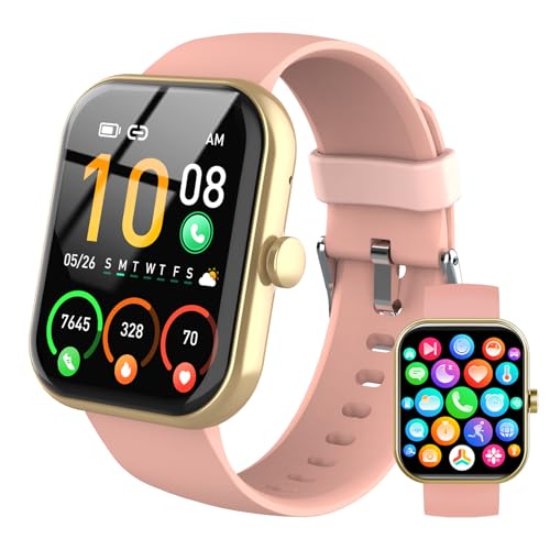 Smart Watch for Women Men, 1.96" Fitness Tracker Running Watch (Answer/Make Call), IP68 Waterproof, Pedometer, Sleep/Step/Activity/Heart Rate Monitor, 110+ Sport Modes Smartwatch for Adroid iOS, Pink