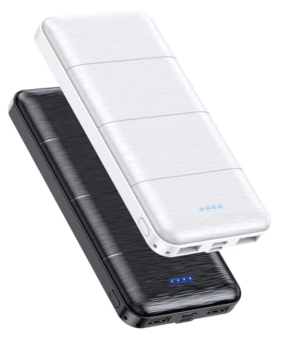LOVELEDI Portable Charger 2-Pack 15000mAh Power Bank Dual USB and Type-C Output 5V3.1A Fast Charger Battery Pack for iPhone 16 15 14 13 12 X Samsung S24 S23 Google iPad etc (Light Black and White)