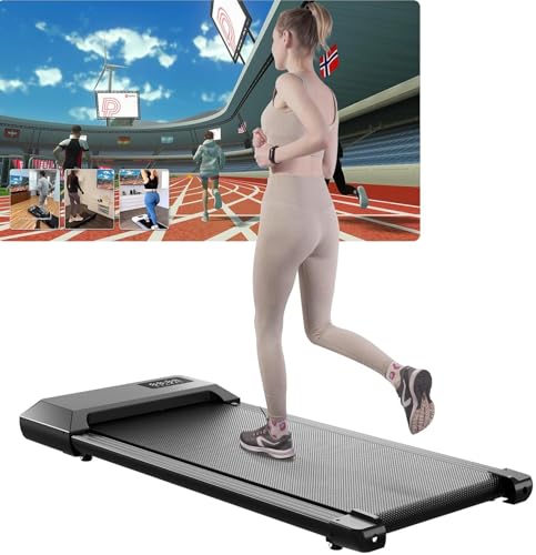Lacuffy Raceable Walking Pad Suitable for High-tech Wearable Devices, Max 136kg APP Control Under Desk Treadmill with Training Courses and AI Training, Door to Door Delivery
