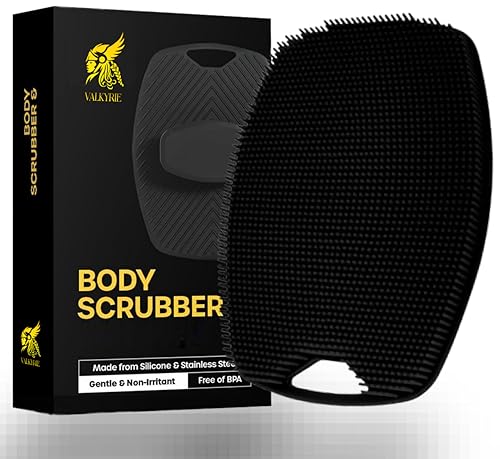 VALKYRIE Silicone Body Scrubber Bath Brush,Scrubber for Nourishing Cleaning & Exfoliating Your Skin Lather Boosting Bristles with Ergonomic No-Slip Handle, Body Exfoliator for Men and Women (BBB)