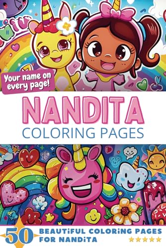Nandita Coloring Pages: Wow-Effect! Your name on every page - Nandita coloring book - 6x9" - 50x Nandita coloring page - Fantastic Gift