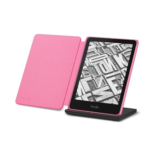 Kindle Paperwhite Signature Edition Essentials Bundle including All-new Kindle Paperwhite Signature Edition (32GB) - Raspberry, Plant-Based Leather Cover-Raspberry, and Wireless Charging Dock