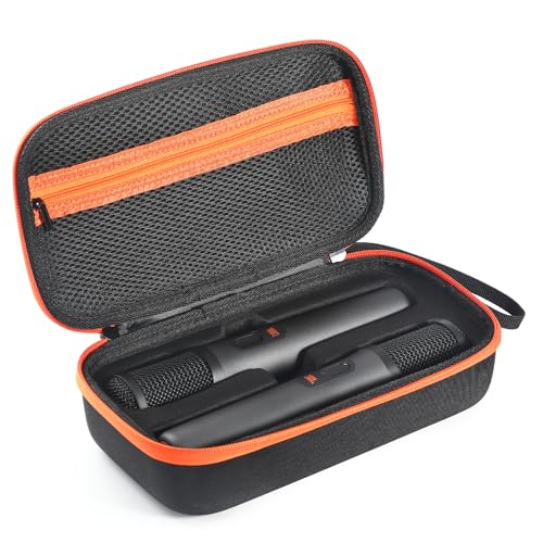 XBERSTAR Microphone Case for JBL Partybox Encore Carrying Case Handheld Dual Mic Travel Case for JBL Partybox Encore Microphone Protable Organizer Storage Bag (Battery Version)