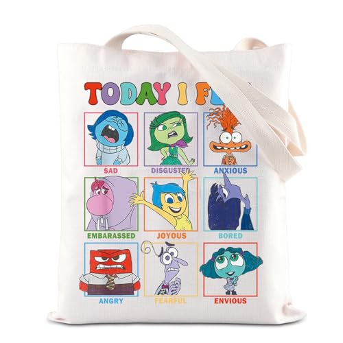 ENSIANTH Cartoon Emotions Inspired Gift All The Feelings Characters Tote Bag Joy Anger Fear Sadness Railay Emotion Team Gift (CA feel bag)