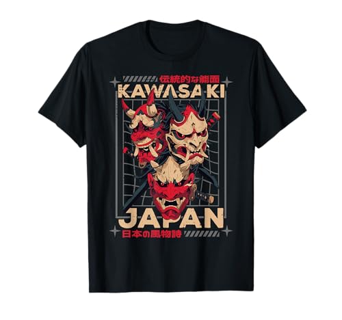 Kawasaki City Noh-Masks Retro Japan Kawasaki T-Shirt