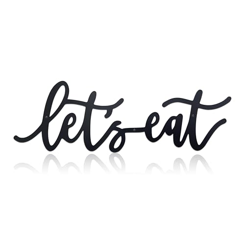 Metal Let's Eat Sign, Rustic Cutout Eat Signs, Farmhouse Wall Sign, Kitchen Wall Decor for Kitchen Dining Room Living Room Home Cafe Bar Restaurant Decoration(Black)