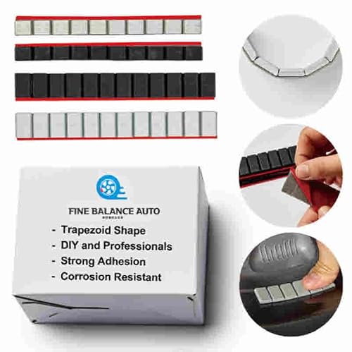 FINE BALANCE AUTO 5g Black Adhesive Stick-On Wheel Weights – Automotive Grade, Made in Korea – 12.7oz Box (6 Strips) – Ideal for Cars, SUVs, Motorcycles