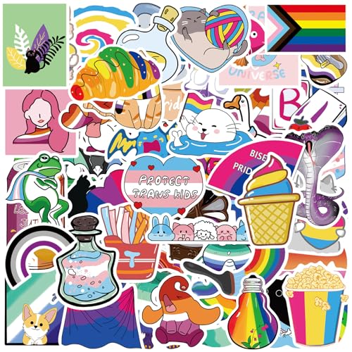 MEPLUM Pride Stickers, 200 PCS Mixed All Kind of LGBTQ+ Stickers Bulk for Trans Bi Lesbian LGBTQ Gay Pride Stuff Accessories Celebration Parades Home Decor Party Supplies Festivals