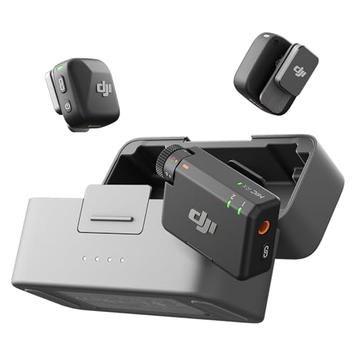 DJI Mic Mini (2 TX + 1 RX + Boîtier de Recharge), Ultra-léger, Audio de HQ, 48 h d’Utilisation, Annulation du Bruit, Limite Auto, Micro Cravate sans Fil pour caméra/iPhone/Android, vlog, Streaming