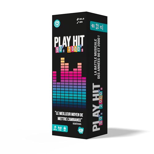ATM Gaming Play Hit - Jeu de Société - Quiz Musiques des Années 90 et 2000 - Parfait pour Mettre l'ambiance - Jeu de Cartes - Jeux de société Amis et Famille - 2 à 10 Joueurs